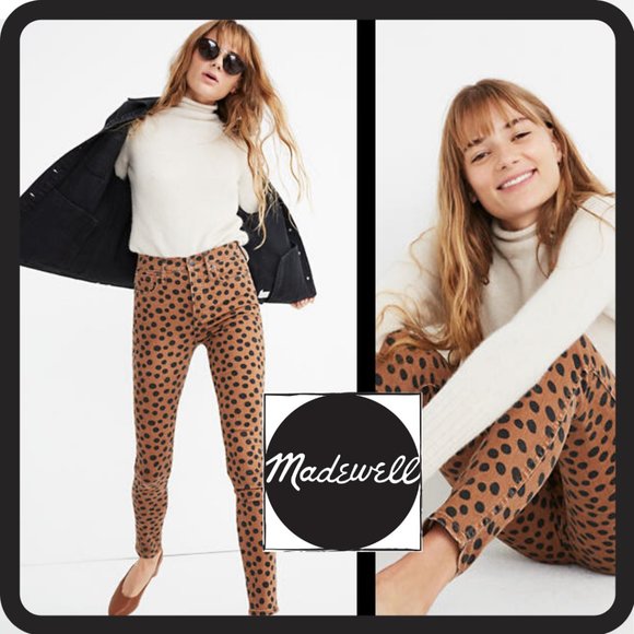 MADEWELL 10" HIGH RISE LEOPARD DOT SKINNY JEANS - Picture 2 of 13